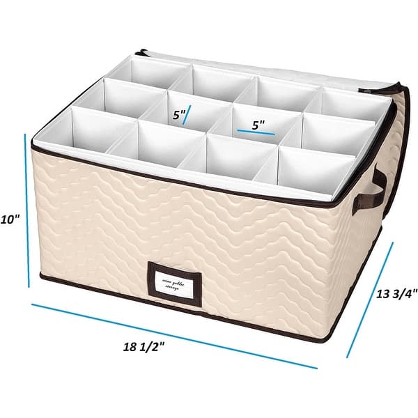 Stemware Storage Case for Wine Glasses Holds 12 Glasses 19" x 9.5" x